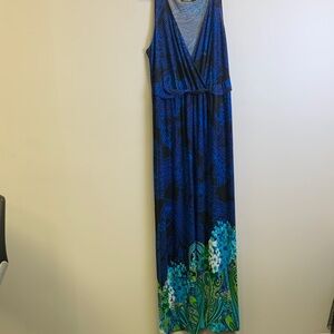 Elegant Blue and Green Maxi Dress